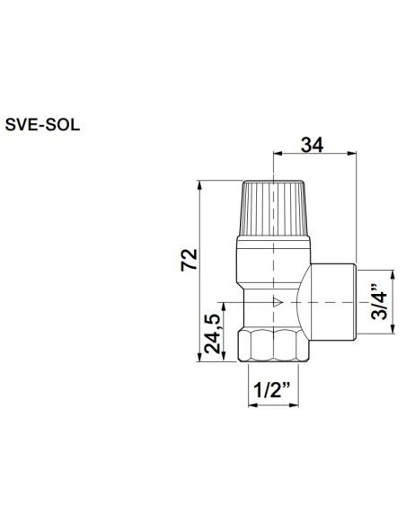 VALVULA SEGURIDAD  1/2" - 1/2".  7 bar  M-H