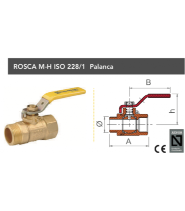 VALVULA ESFERA PALANCA M-H 3/4"  GAS